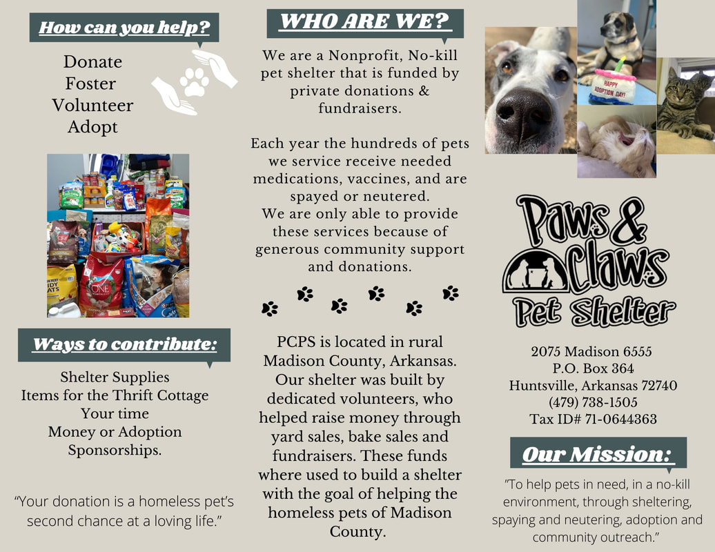 About Us - PAWS AND CLAWS PET SHELTER, MADISON COUNTY ARKANSAS